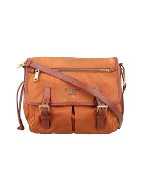 Prada Vera Orange Nylon Leather 31 Messenger Bag
